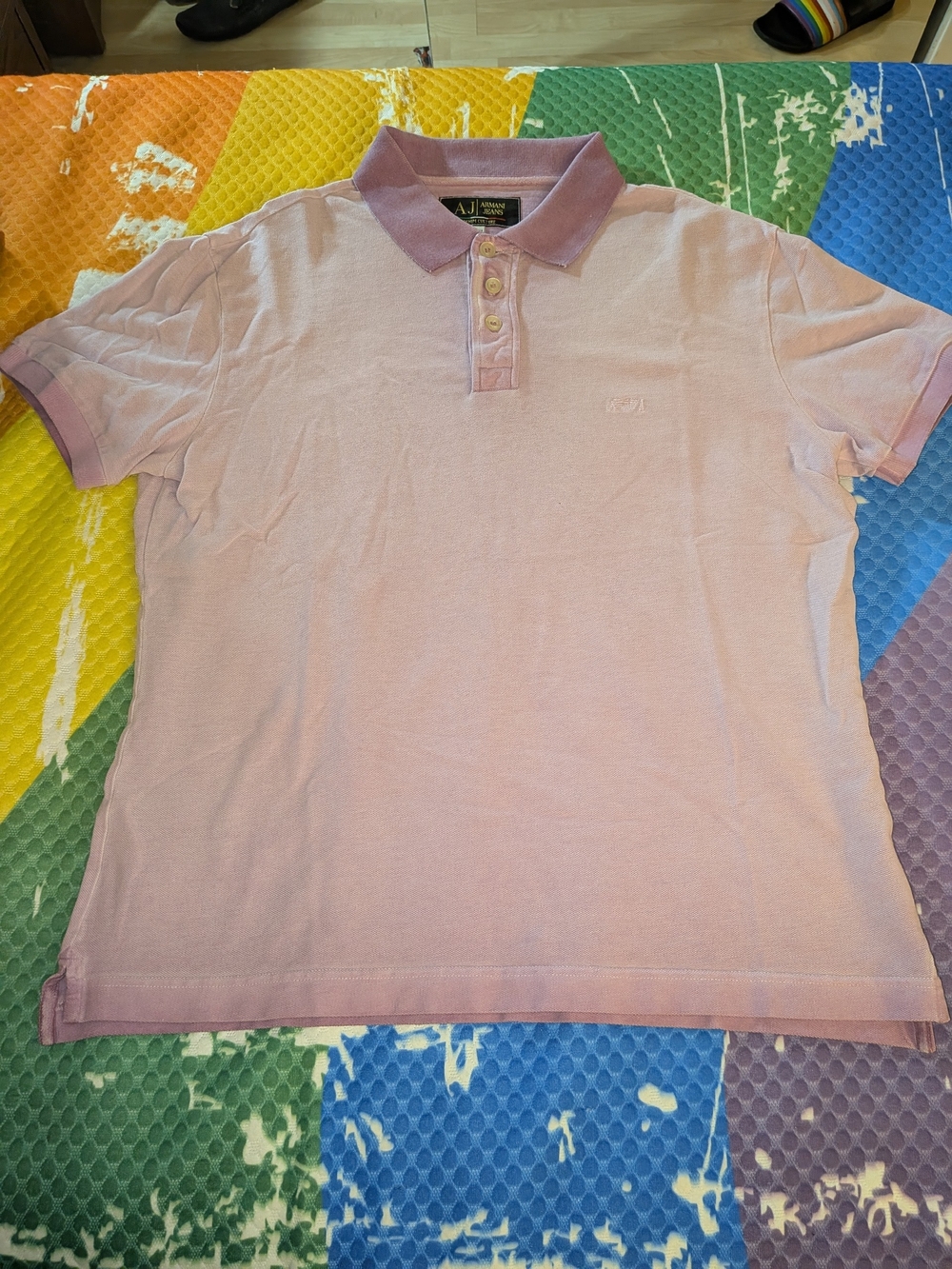 Armani Jeans Pink Polo with Contrast Collar Detail